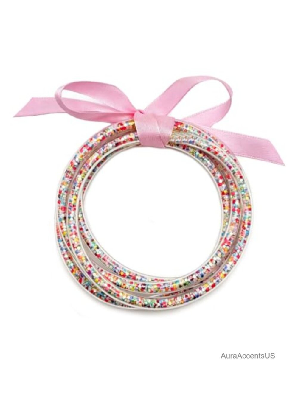 5 Pack Glitter Jelly Bangle Bracelets Silicone Stackable Waterproof Jewelry